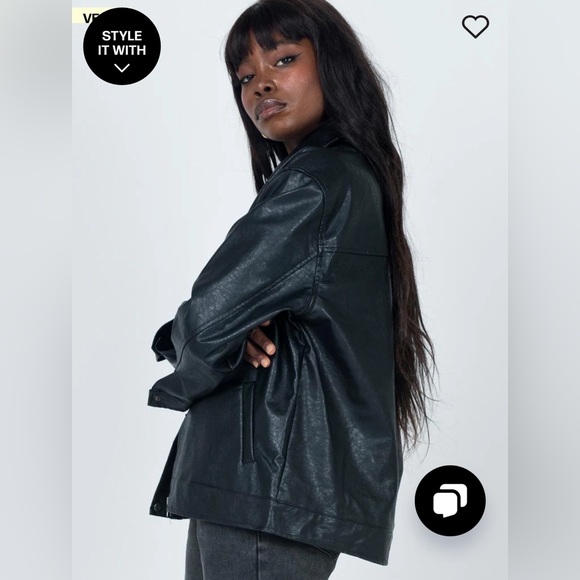 Princess Polly CALLIE FAUX LEATHER JACKET BLACK - Picture 4 of 7